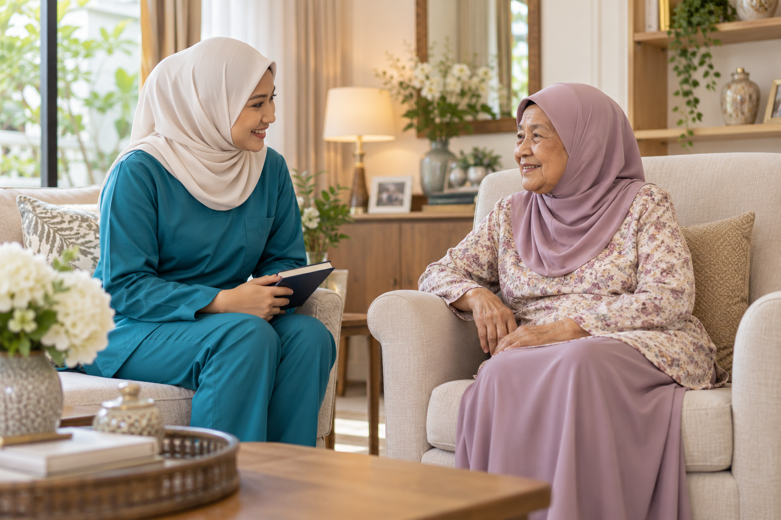 Visual AI jururawat berbual dengan warga emas di rumah, tanpa prosedur rawatan